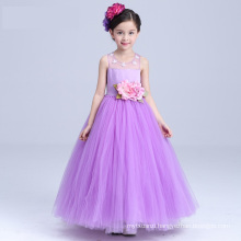 2017 girls long party dress sheer shoulder flowers frocks